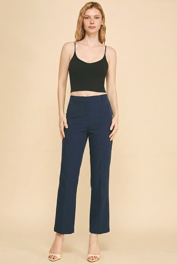 Twill Welt Pocket Flared Trousers Pants