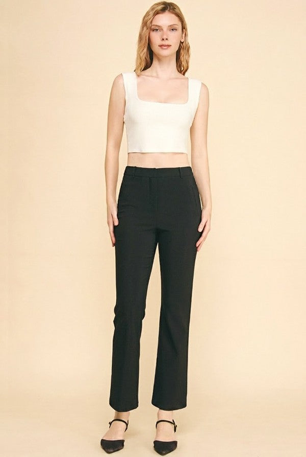 Twill Welt Pocket Flared Trousers Pants