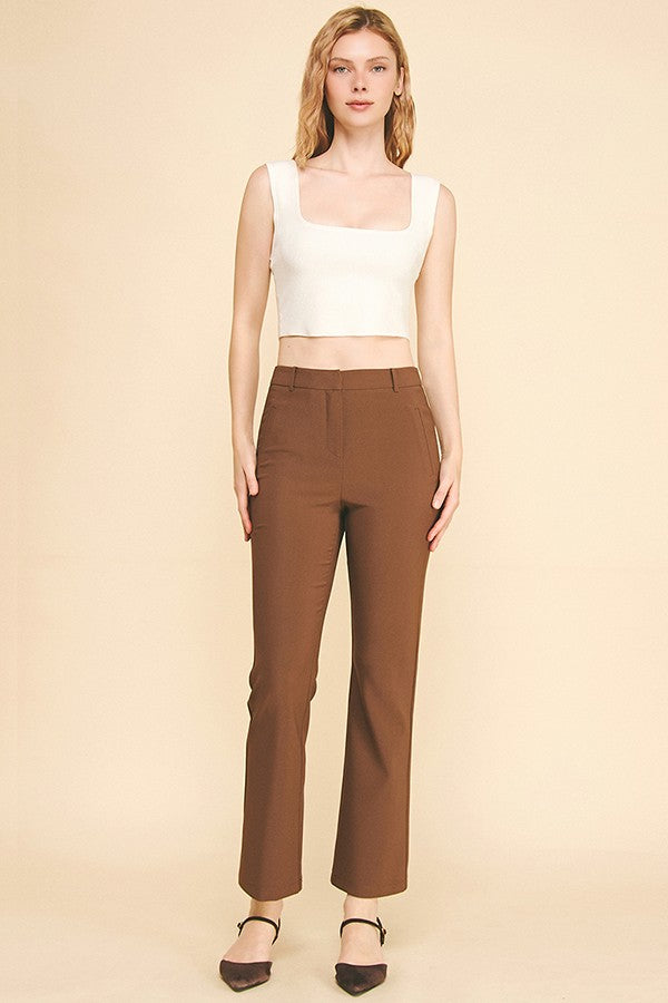 Twill Welt Pocket Flared Trousers Pants