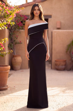 Fitted Crepe Peplum Formal Evening Dress