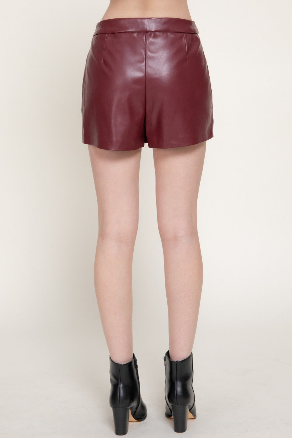 Overlap Detail Faux Leather Skort