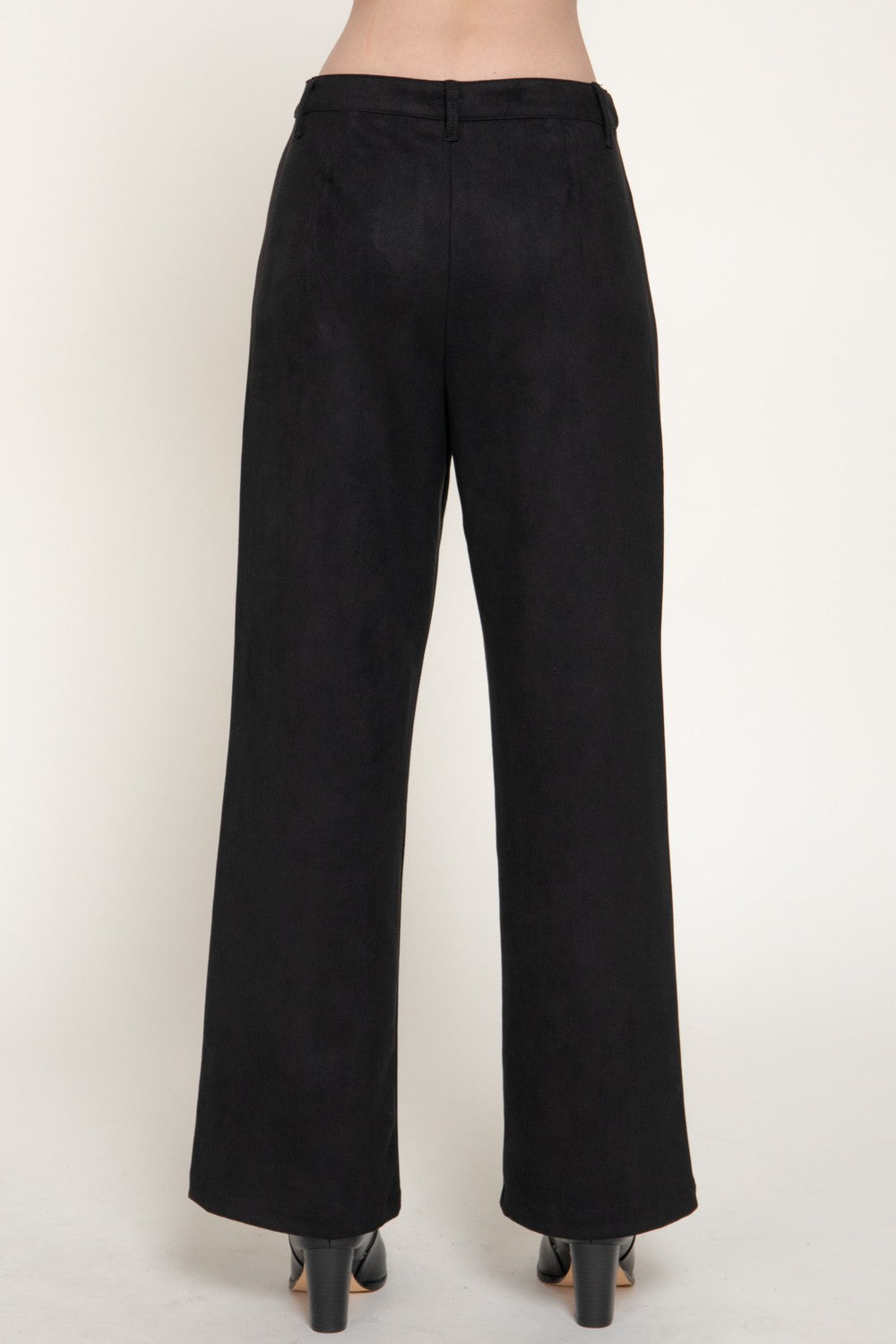 Straight Leg Faux Suede Long Pants