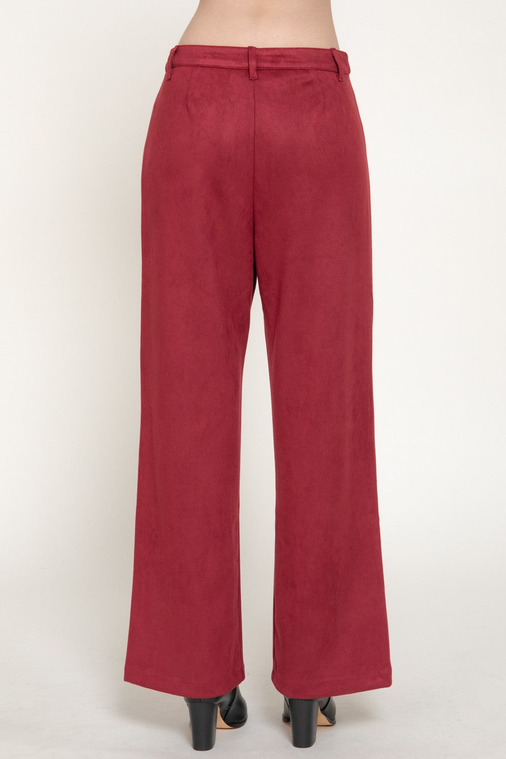 Straight Leg Faux Suede Long Pants