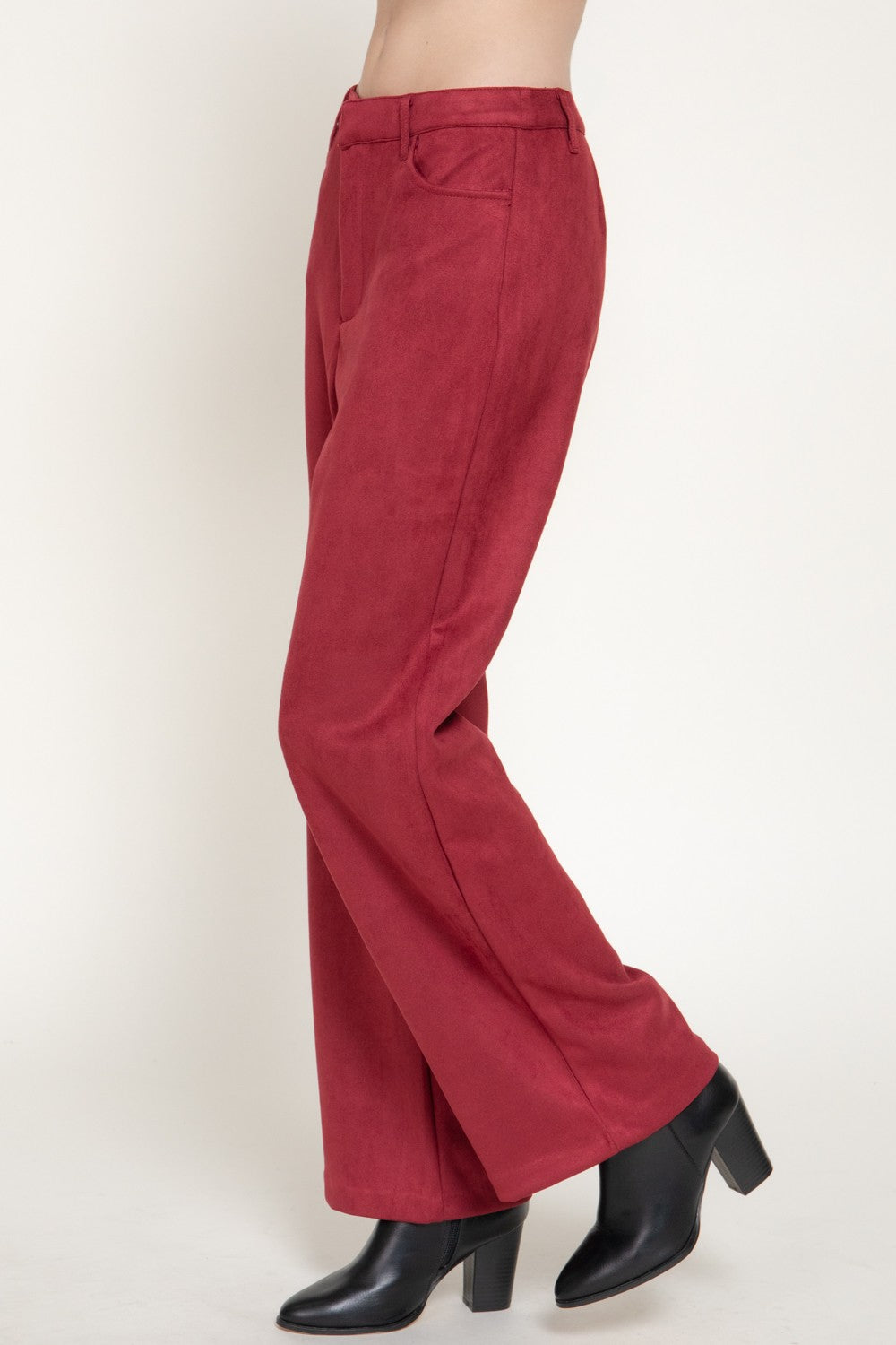 Straight Leg Faux Suede Long Pants