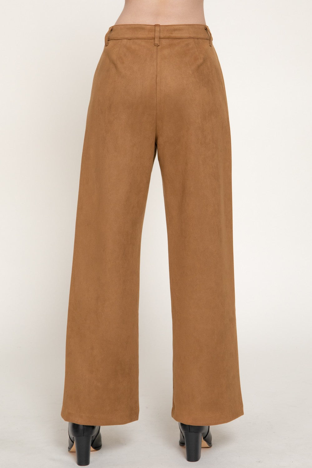 Straight Leg Faux Suede Long Pants