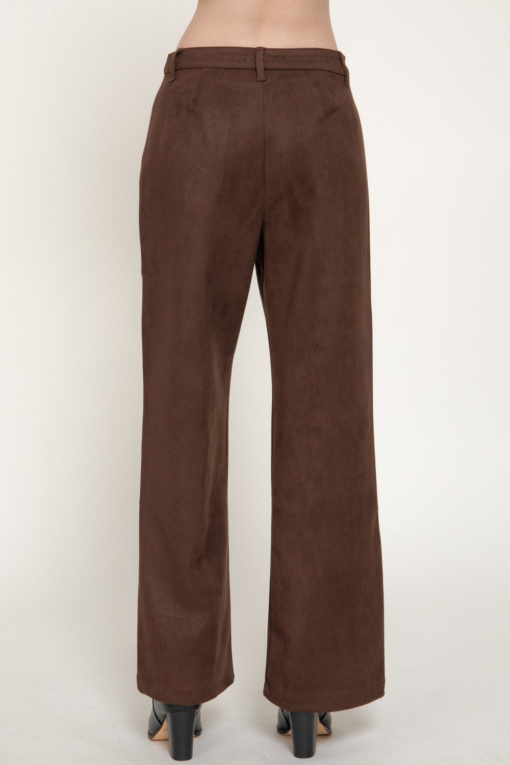 Straight Leg Faux Suede Long Pants