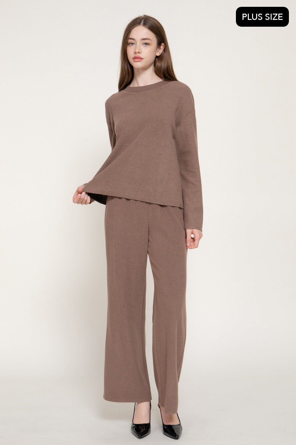 Long Sleeve Round Neck Soft Knit Top