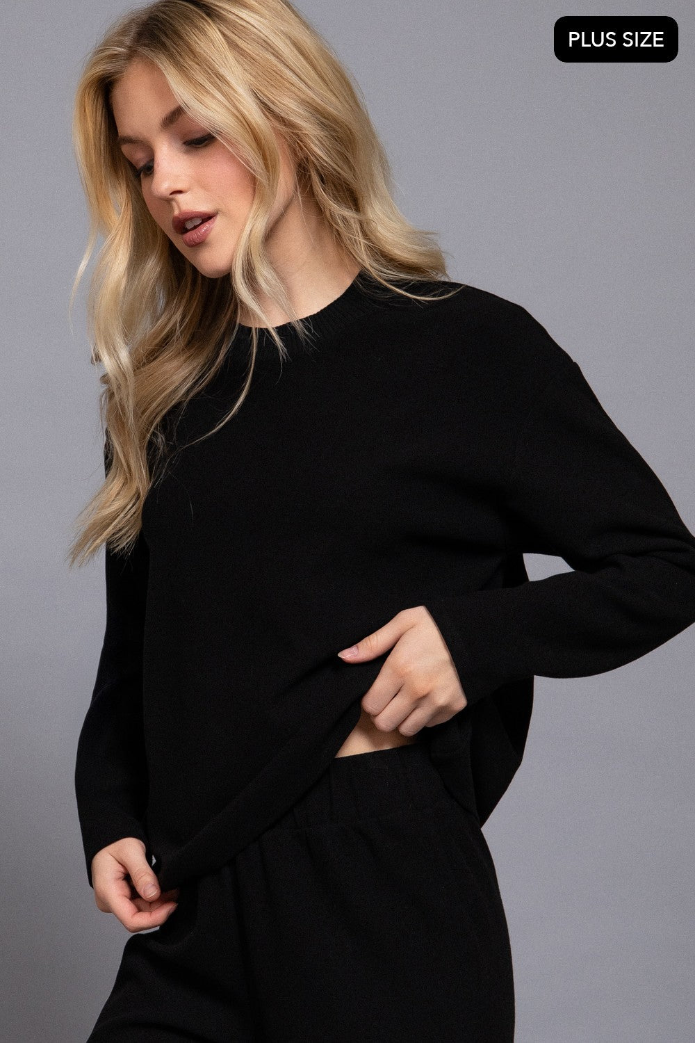 Long Sleeve Round Neck Soft Knit Top