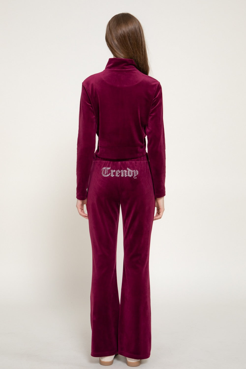 Zip Up Jacket & Flare Pants Velour Set