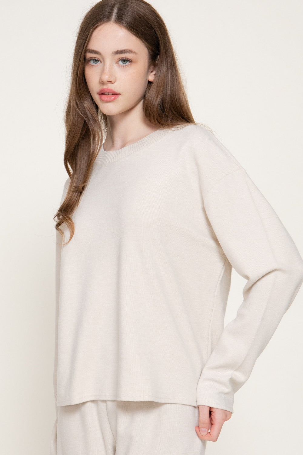 Long Sleeve Round Neck Soft Knit Top