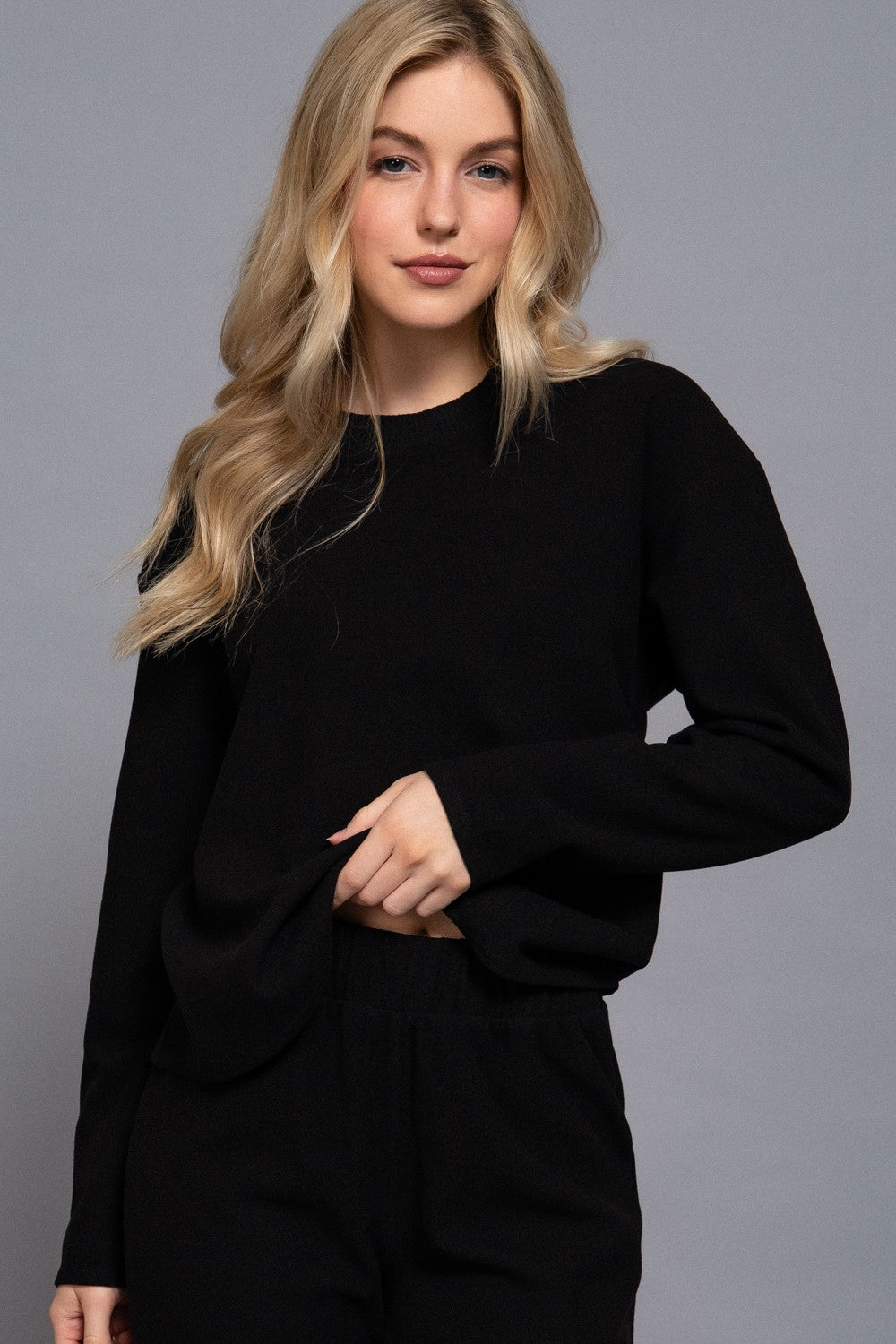 Long Sleeve Round Neck Soft Knit Top