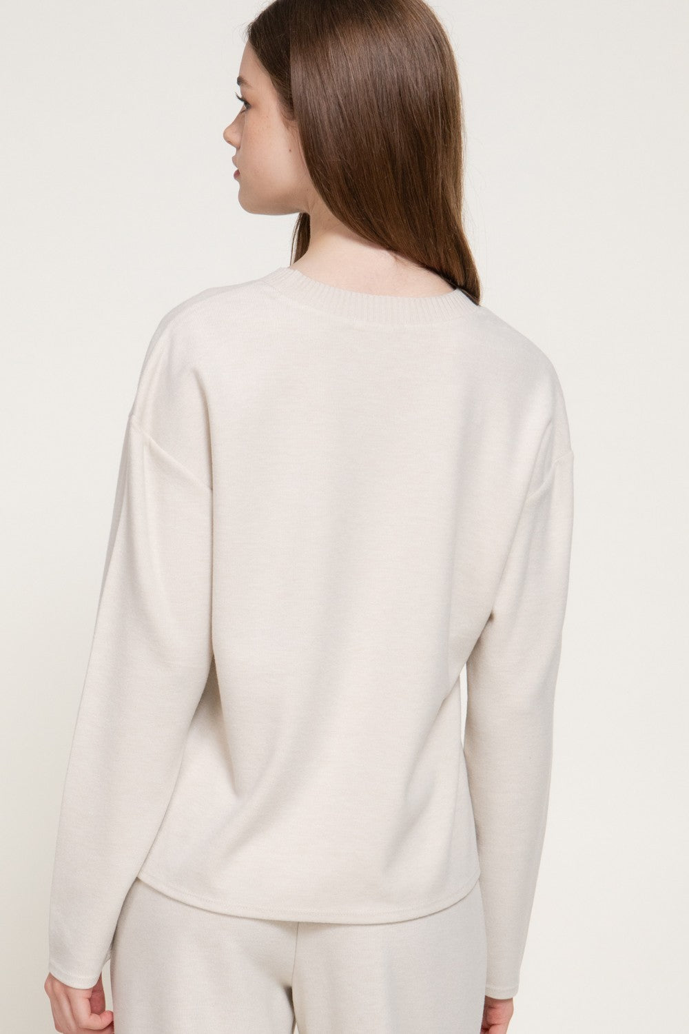 Long Sleeve Round Neck Soft Knit Top