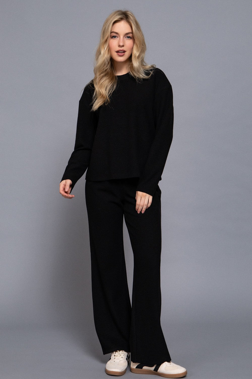 Long Sleeve Round Neck Soft Knit Top