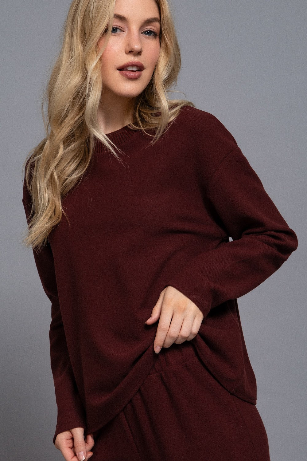 Long Sleeve Round Neck Soft Knit Top