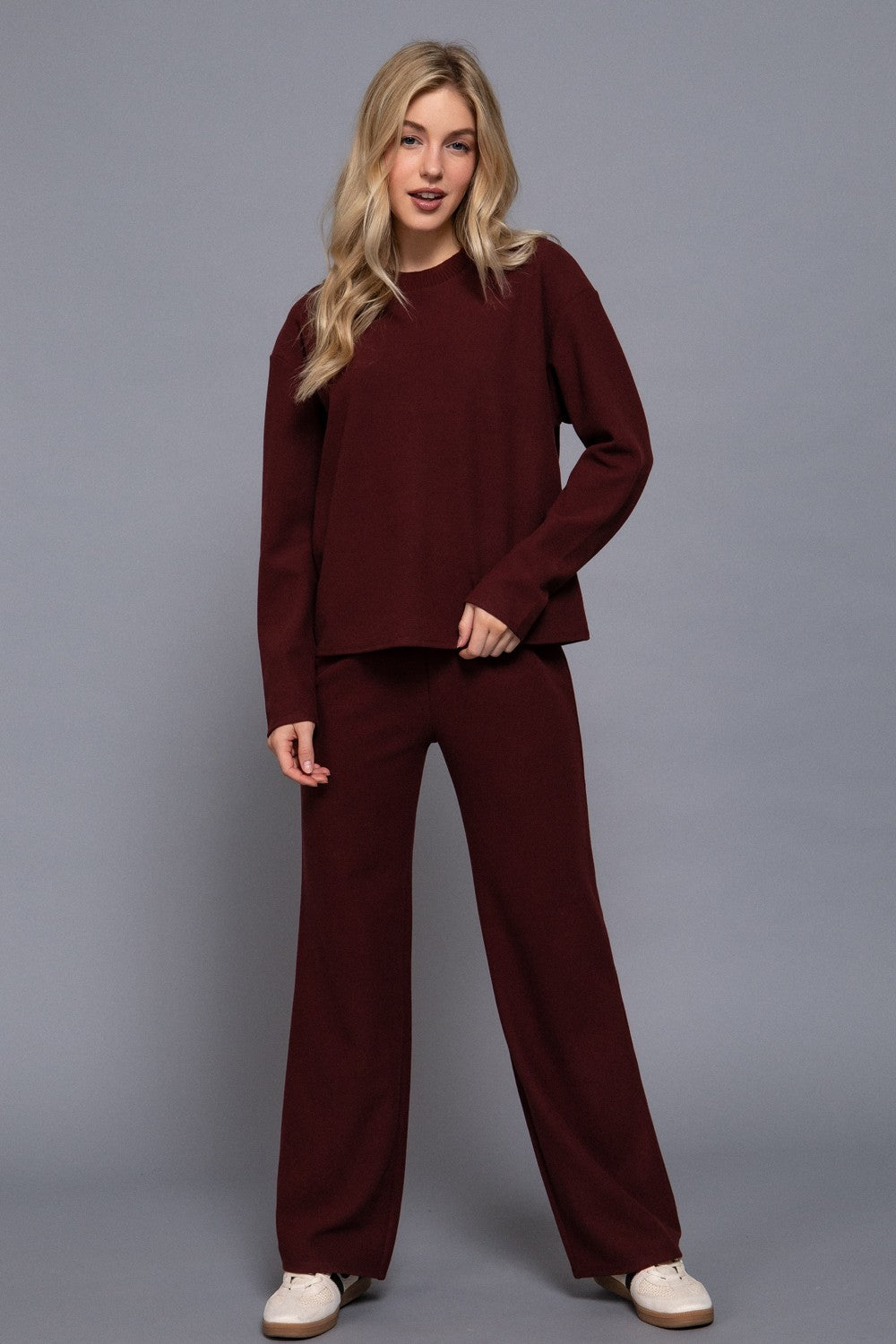 Long Sleeve Round Neck Soft Knit Top