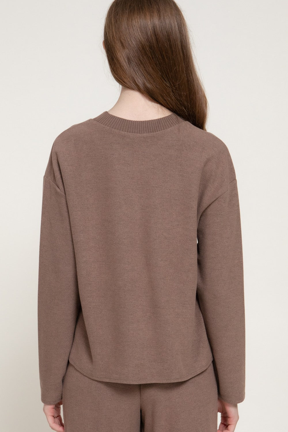 Long Sleeve Round Neck Soft Knit Top