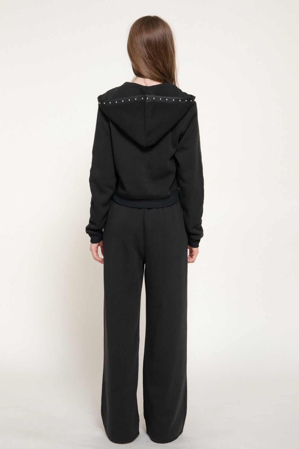 Studded Hoodie & Pants Inner Fleece Terry Set