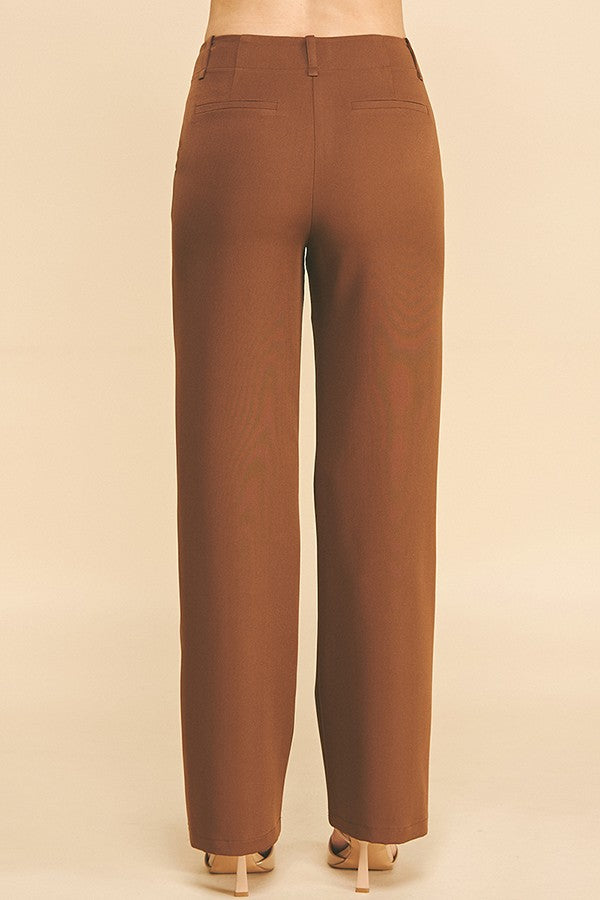 Twill Classic Straight Leg High Rise Trouser