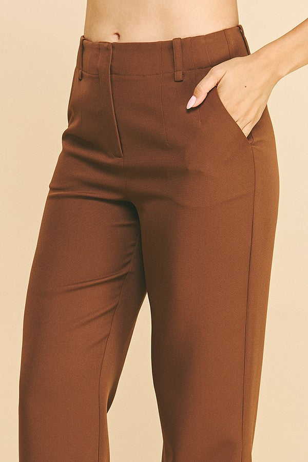 Twill Classic Straight Leg High Rise Trouser