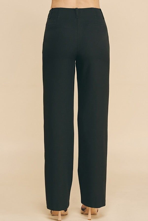 Twill Classic Straight Leg High Rise Trouser