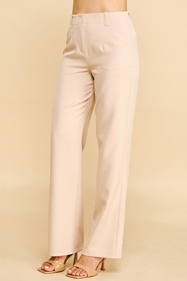 Twill Classic Straight Leg High Rise Trouser