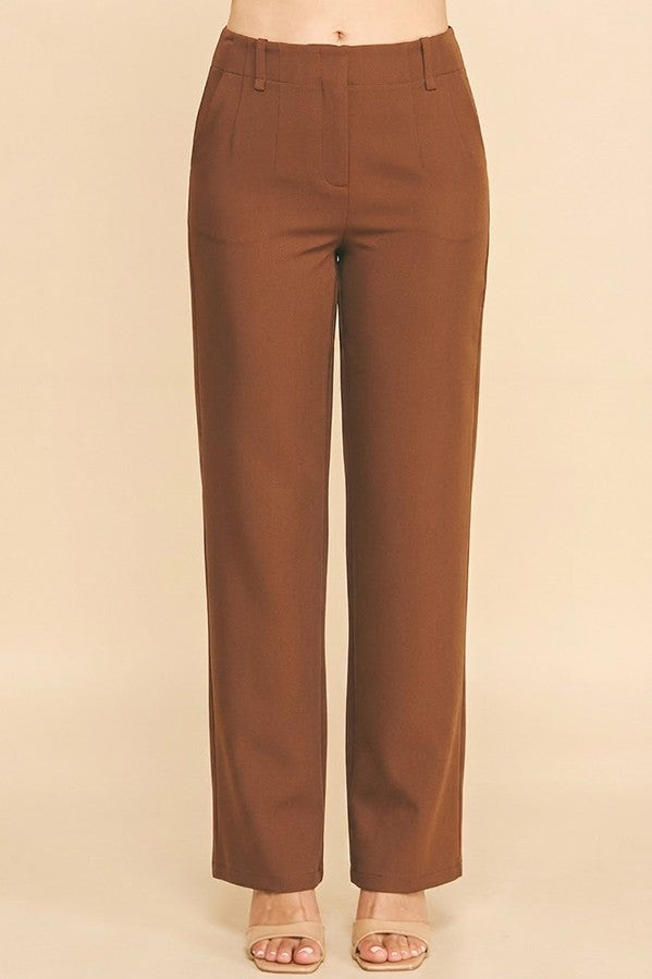 Twill Classic Straight Leg High Rise Trouser