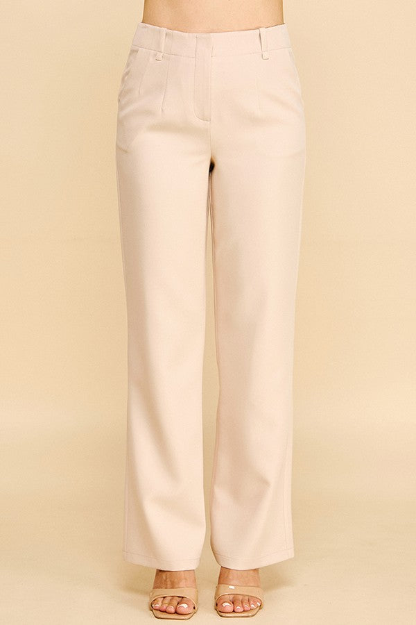 Twill Classic Straight Leg High Rise Trouser