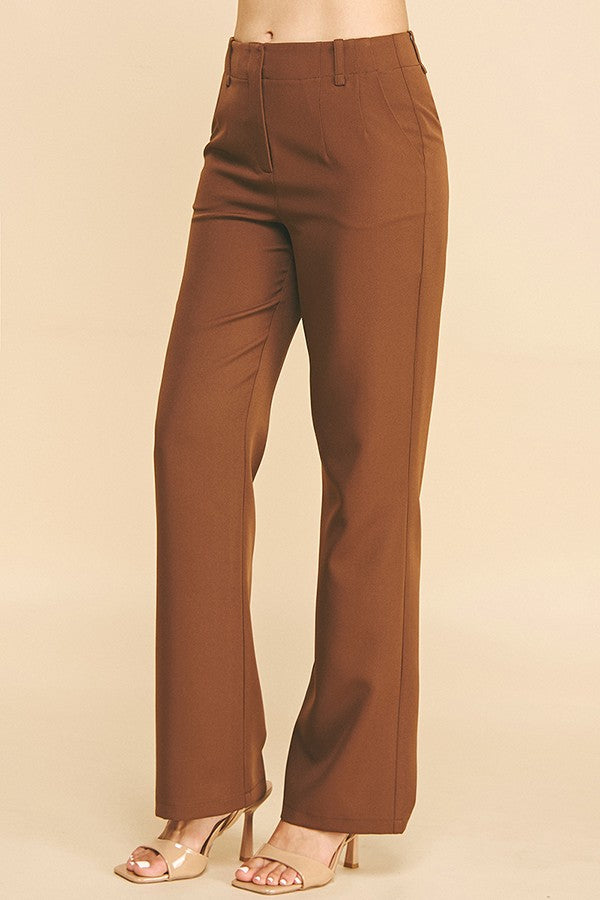 Twill Classic Straight Leg High Rise Trouser