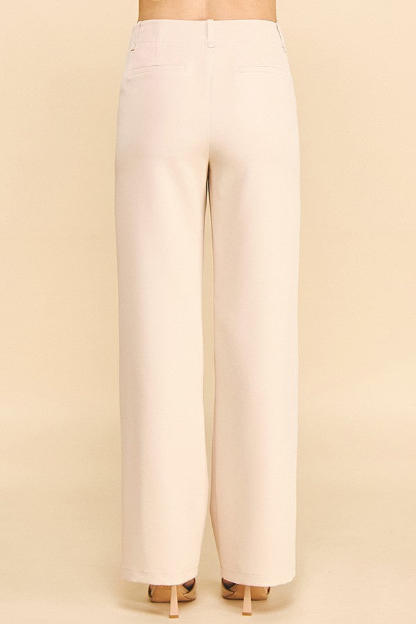 Twill Classic Straight Leg High Rise Trouser