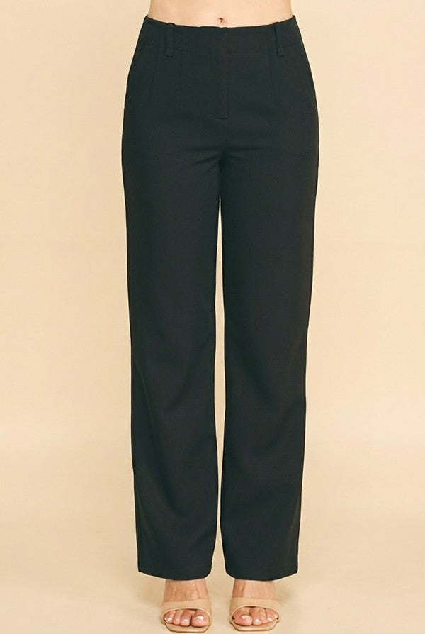 Twill Classic Straight Leg High Rise Trouser