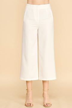 Twill Darted Cropped Wide Leg Trousers