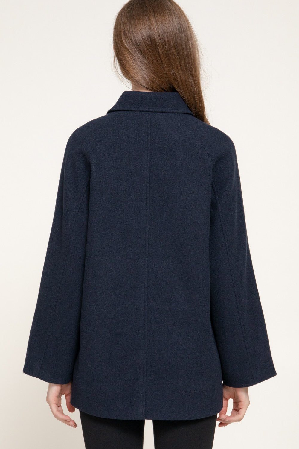Long Sleeve Notched Collar Felt Coat