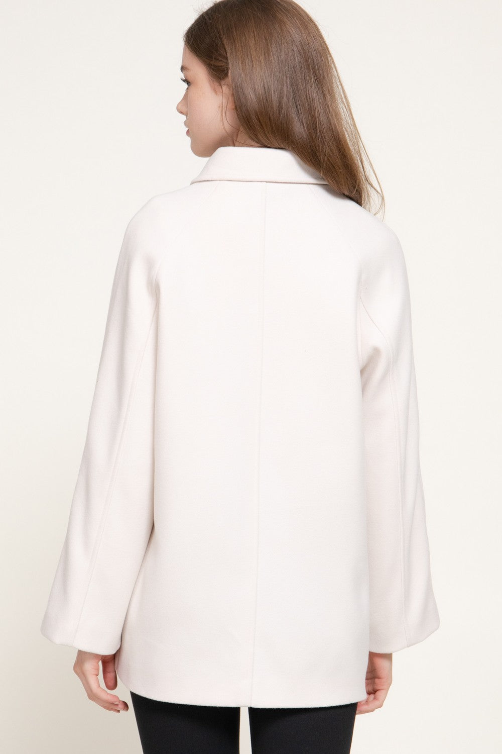 Long Sleeve Notched Collar Felt Coat