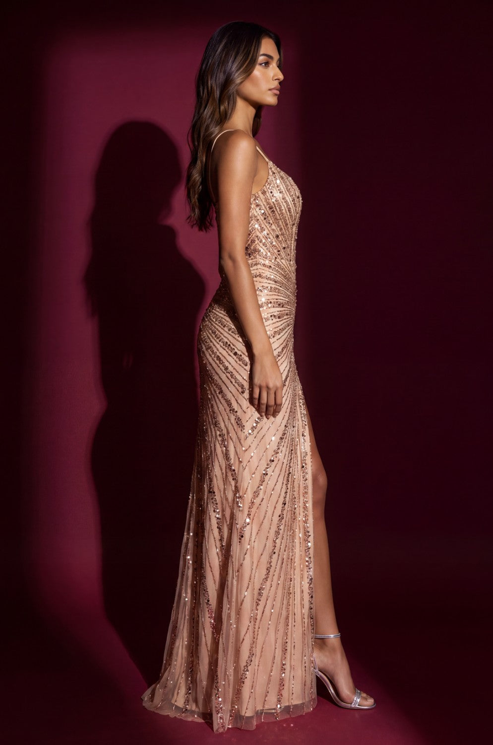 Formal Sequined Fitted Evening Gown