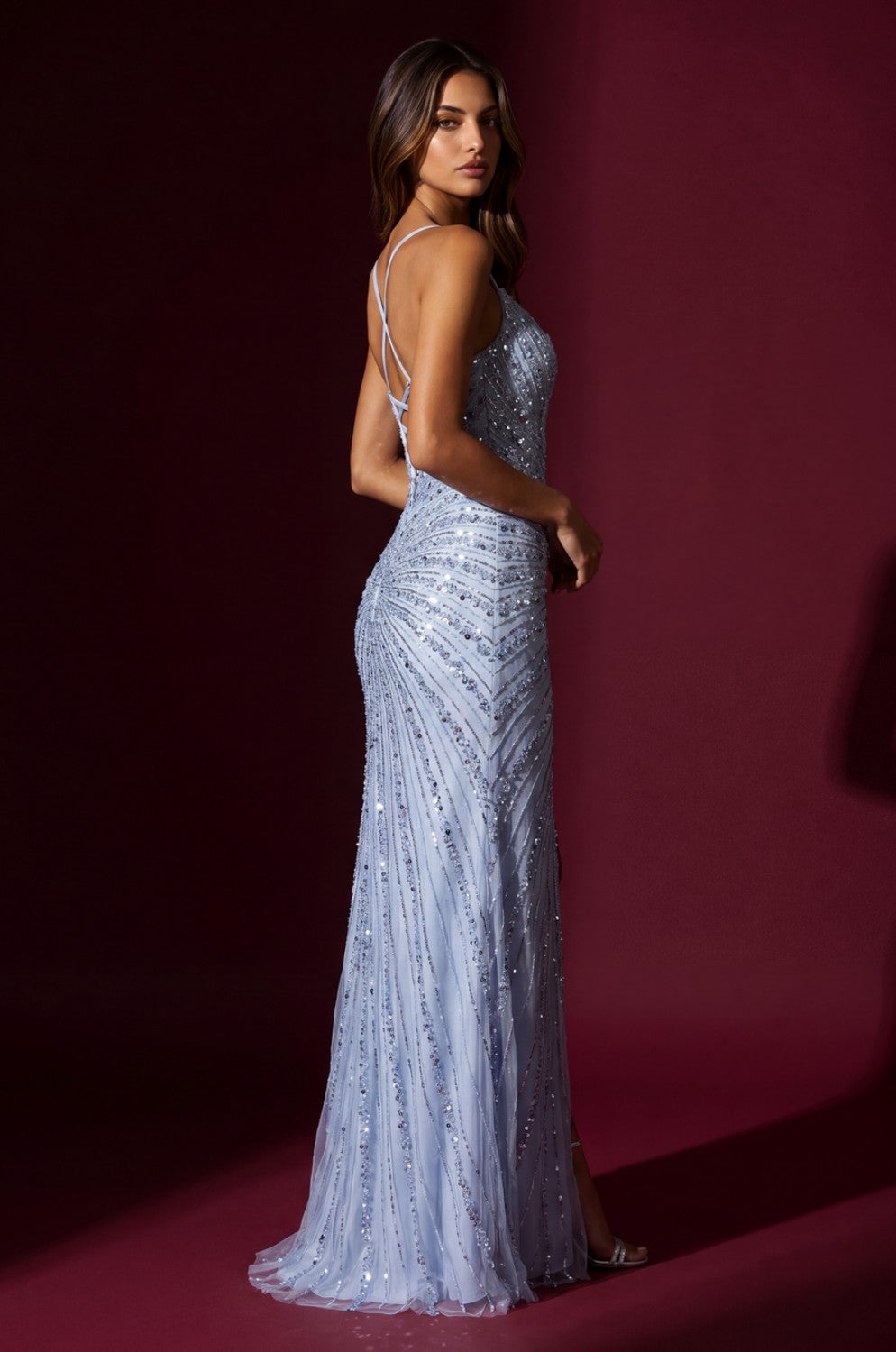 Formal Sequined Fitted Evening Gown