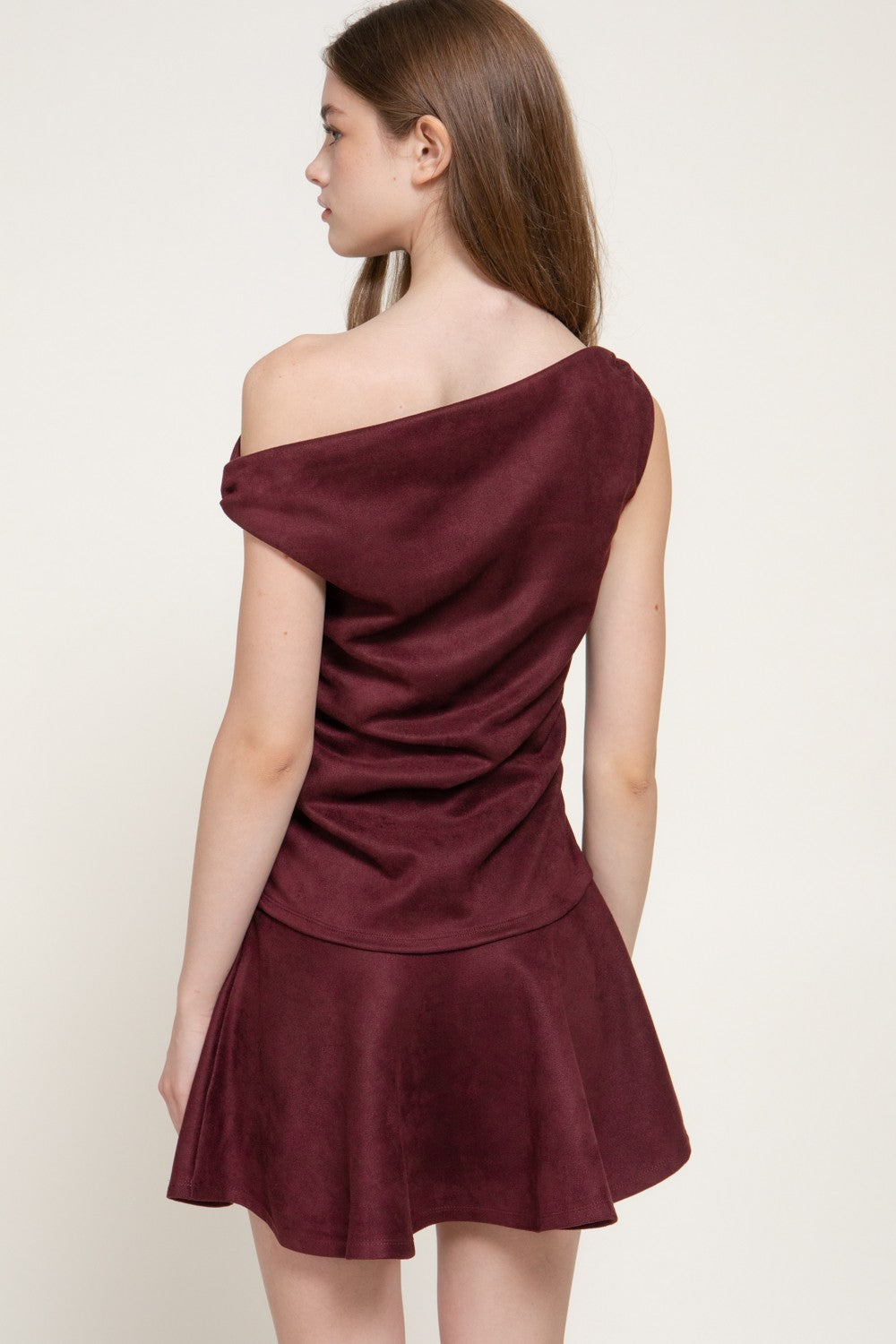 Asymmetrical Faux Suede Mini Dress