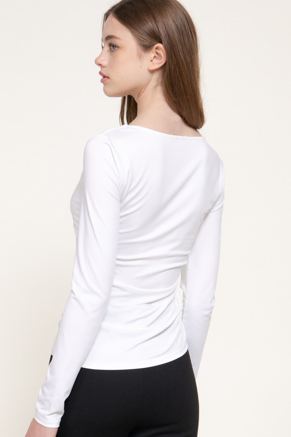 Long Sleeve Asymmetric Neck Knit Top