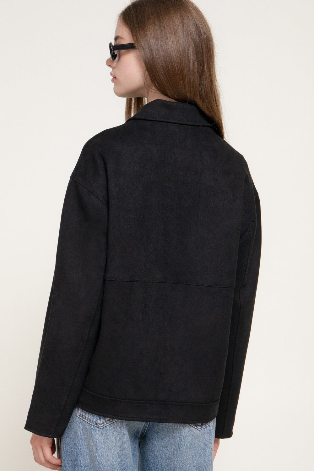 Faux Suede Biker Jacket