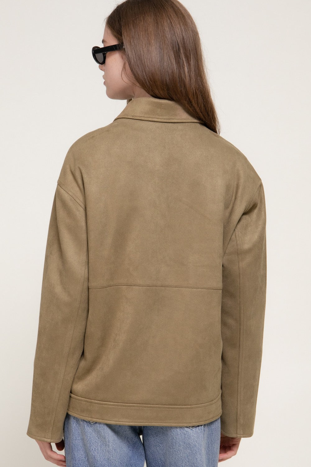 Faux Suede Biker Jacket