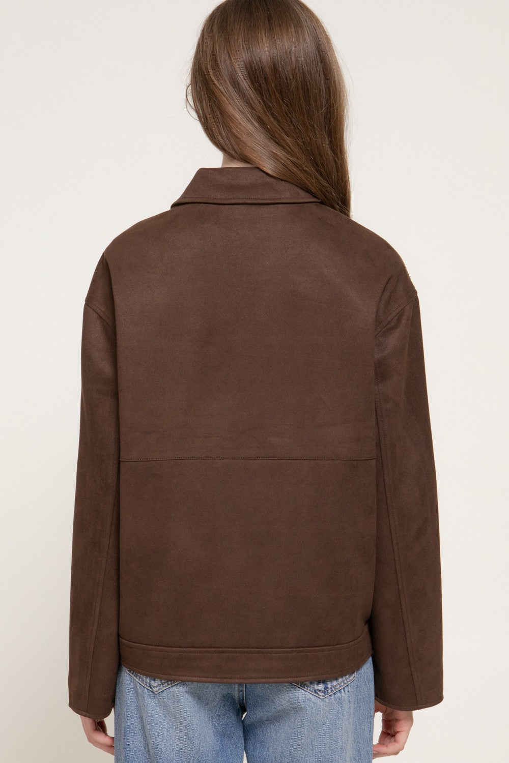 Faux Suede Biker Jacket