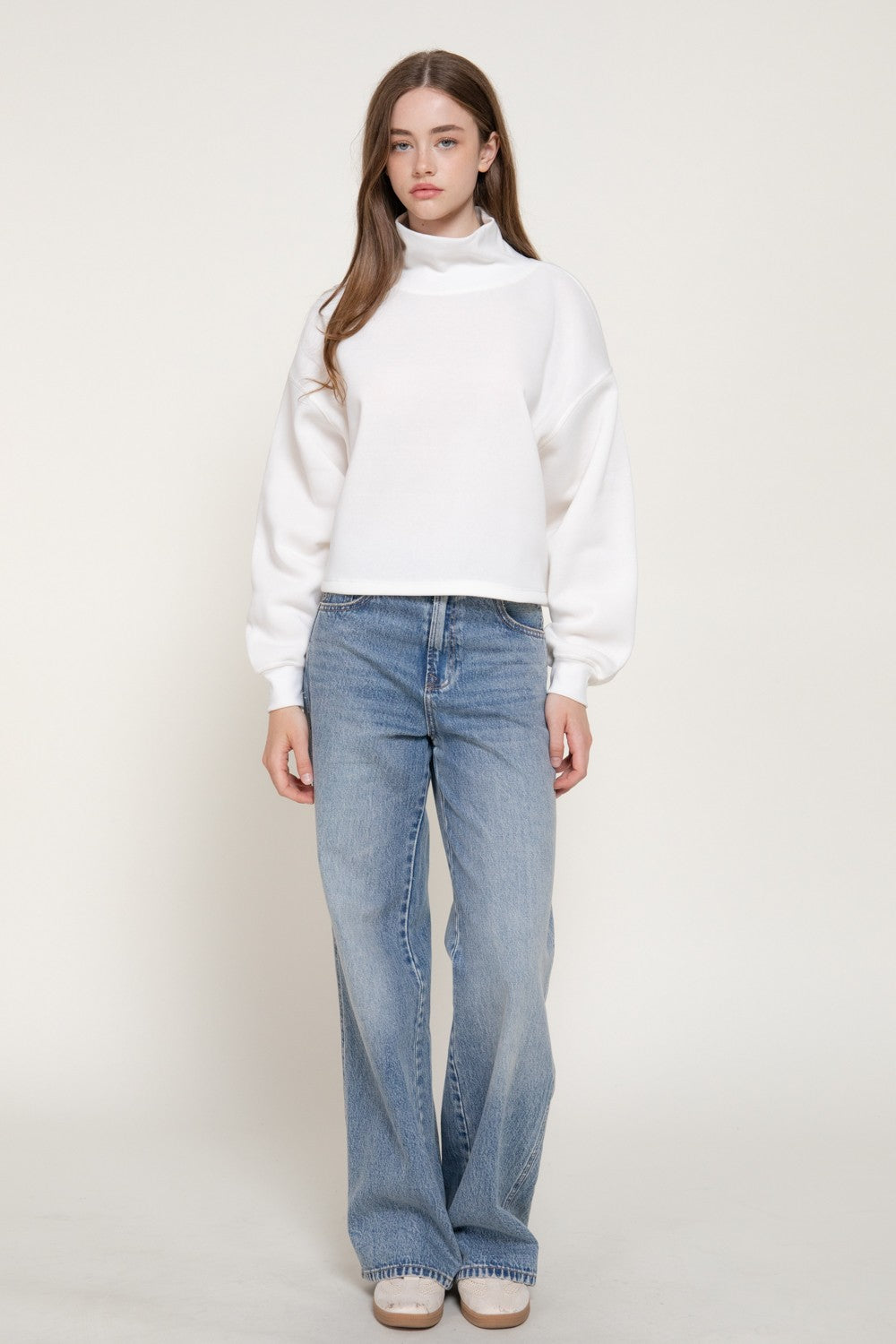 Long Sleeve Neck Hem & Cuffs Inner Brushed Sweatshirt
