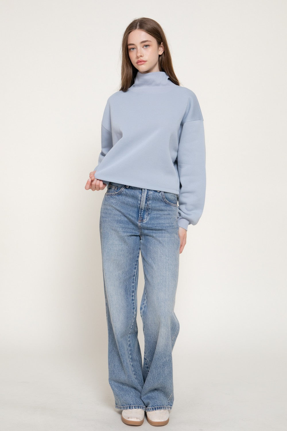 Long Sleeve Neck Hem & Cuffs Inner Brushed Sweatshirt