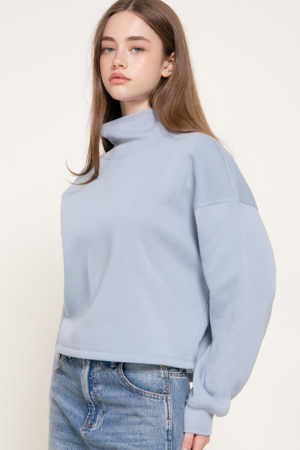 Long Sleeve Neck Hem & Cuffs Inner Brushed Sweatshirt