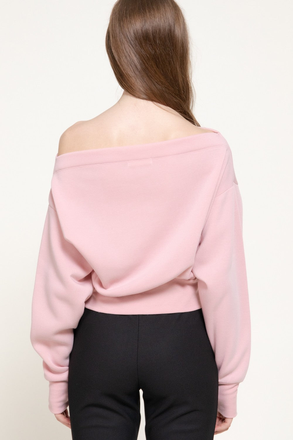 Long Sleeve Off The Shoulder Inner Fleece Top