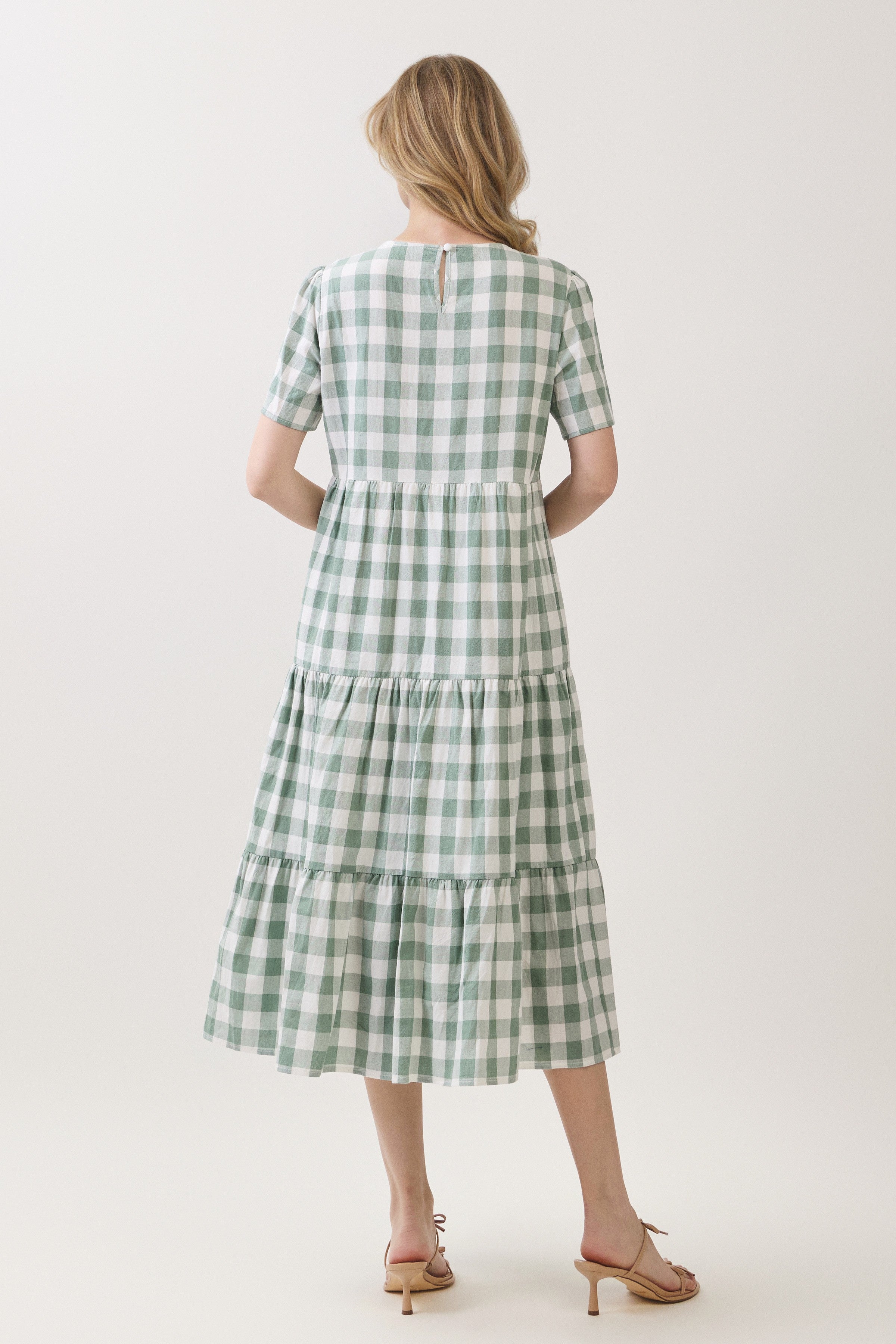 Plus Size Buffalo Plaid Tiered Midi Dress