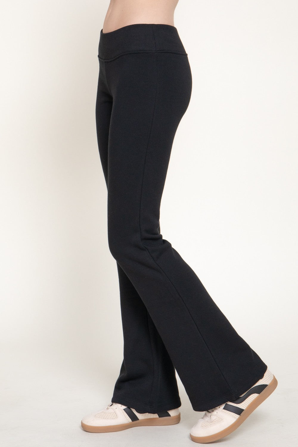 Elastic Waist Semi Flare Terry Pants