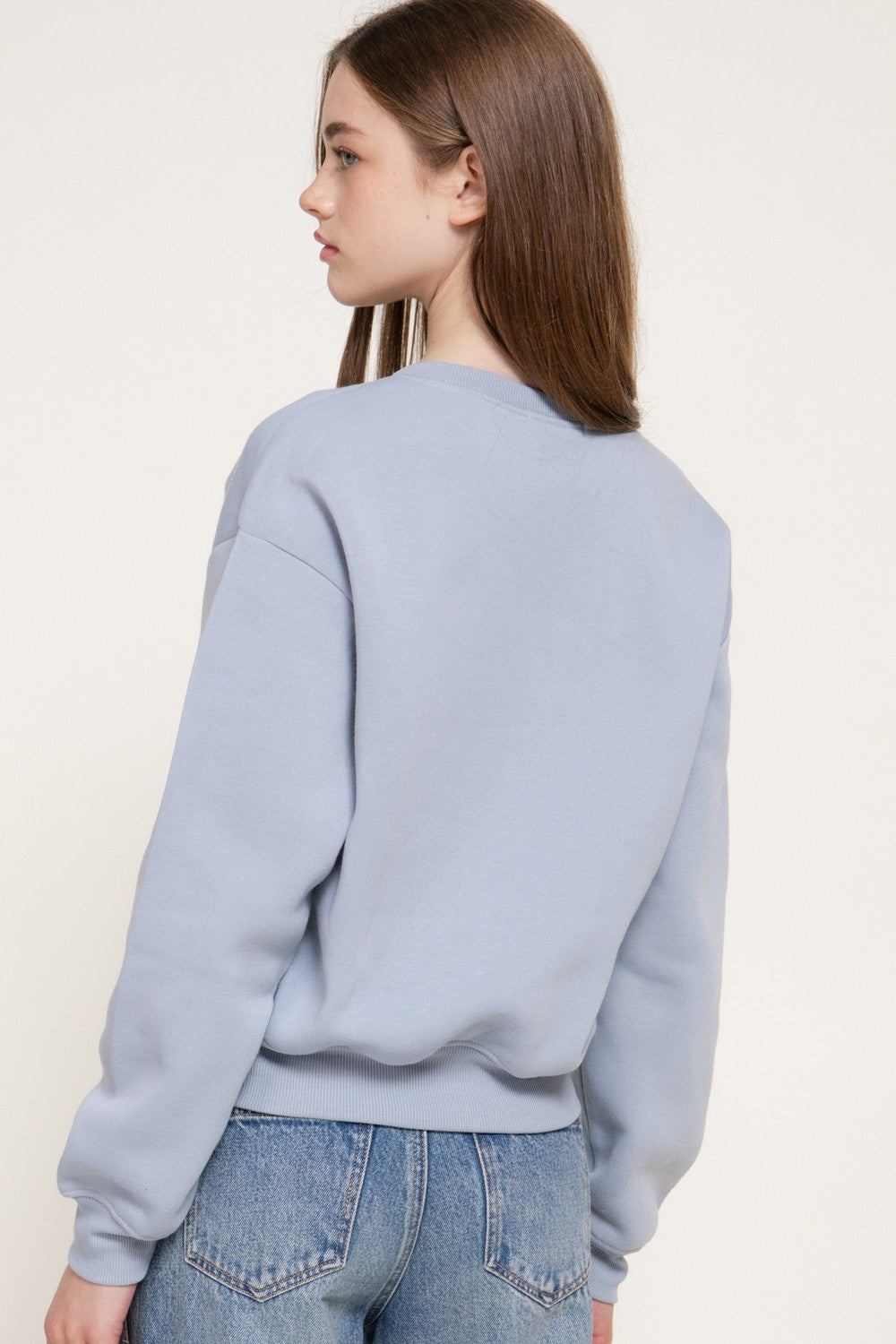 Long Sleeve Flocked Letter Sweatshirt