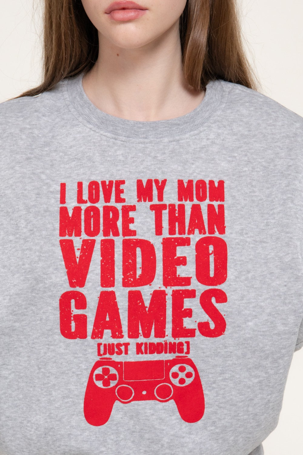 Long Sleeve Flocked Letter Sweatshirt