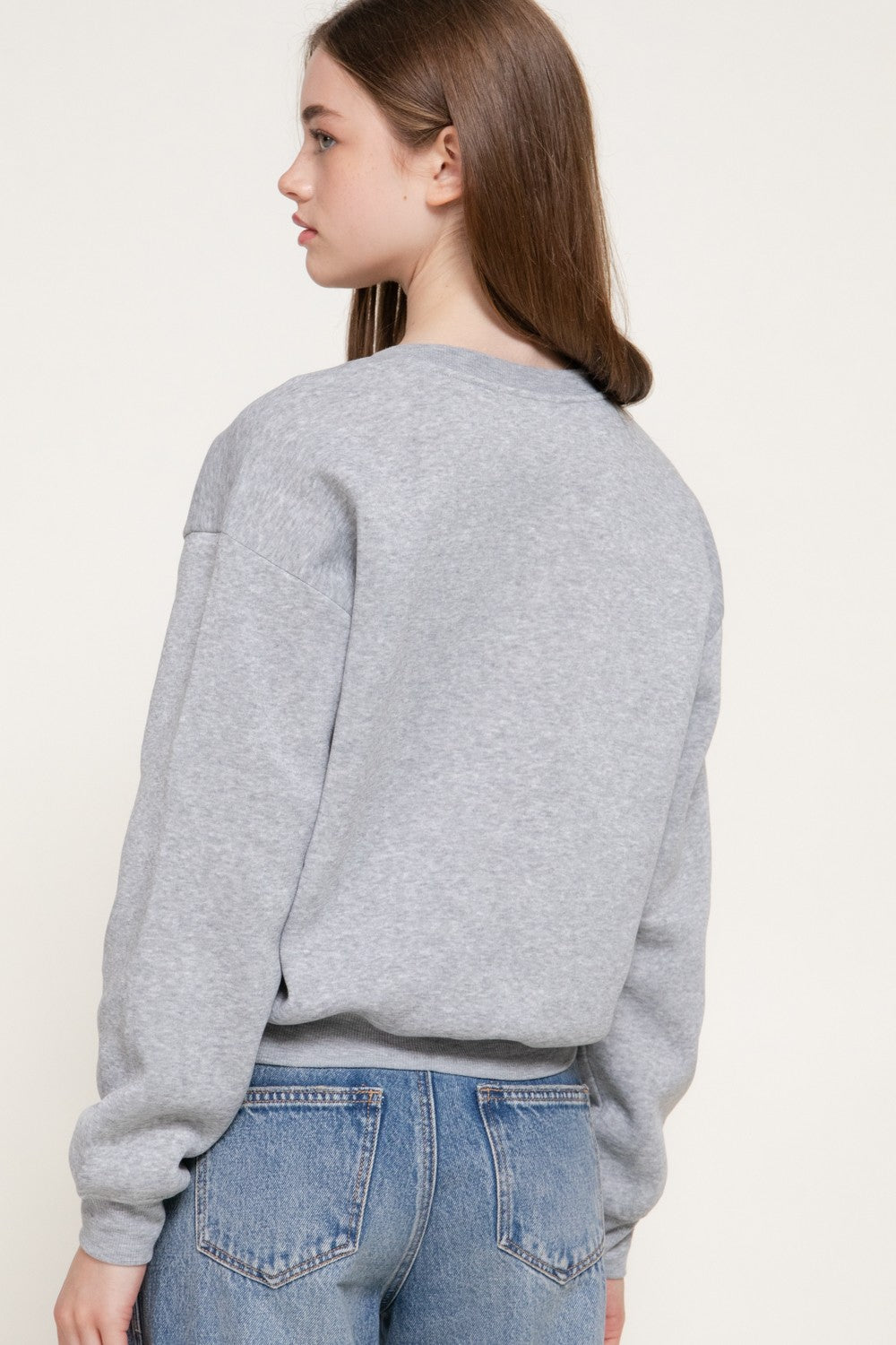 Long Sleeve Flocked Letter Sweatshirt