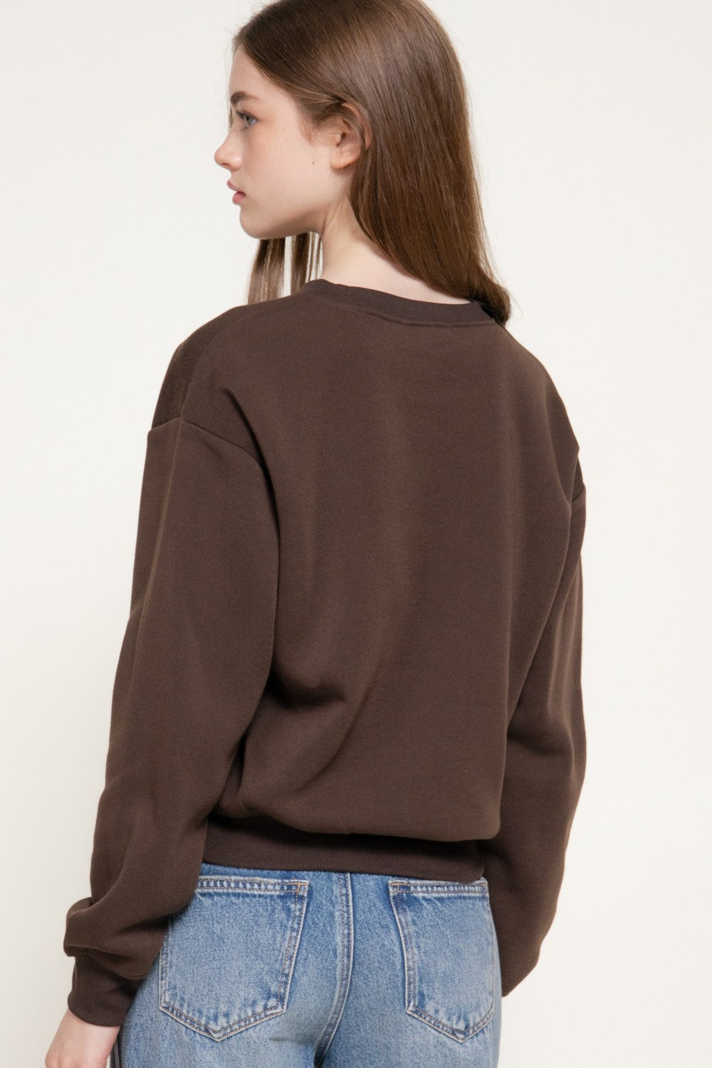 Long Sleeve Flocked Letter Sweatshirt